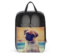Simpatica borsa per scarpe da viaggio, un simpatico chihuahua carlino cucciolo di cane impermeabile e traspirante borsa da viaggio portatile con cerniera, borsa organizer per scarpe da viaggio borsa