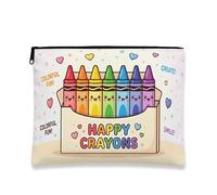 Simpatica borsa per trucchi a forma di pastello, borsa colorata con cerniera per viaggi, organizer portatile per cosmetici, stagioni, Multicolore, 7x9 Inch, Pastello