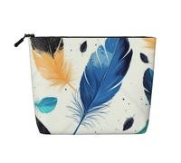 Simpatica borsa per trucchi da viaggio, borsa da viaggio casual con cerniera, Piuma nera 19, Taglia unica, Astuccio per trucchi