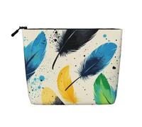 Simpatica borsa per trucchi da viaggio, borsa da viaggio casual con cerniera, Piuma nera 20, Taglia unica, Astuccio per trucchi