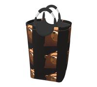 Simpatica borsa portaoggetti quadrata con testa di orso da 50 l, adatta per più scene, cestino pieghevole per vestiti sporchi.