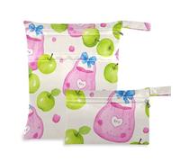 Simpatica borsa rossa chiara con frutta verde con cerniera per vestiti bagnati, confezione da 2 pezzi essenziali da viaggio per volare con manici per yoga