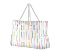 Simpatica borsa tote con cerniera a prova di sabbia pastello con tasche laterali borse con cerniera per spiaggia, scuola e lavoro
