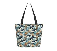Simpatica borsa tote da donna, con stampa di balene assassine, borsa a tracolla grande con cerniera, borse per lavoro e viaggi