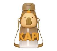 Simpatica bottiglia d'acqua Capybara - Bottiglia termica per bevande, grande capacità, tazza termica da viaggio, in acciaio inox, per ciclismo e corsa