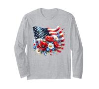 Simpatica camicia con grafica floreale con bandiera USA American 4 July Flowers Maglia a Manica