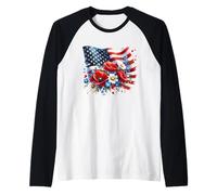 Simpatica camicia con grafica floreale con bandiera USA American 4 July Flowers Maglia con Maniche Raglan