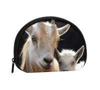 Simpatica capretta con mamma Portamonete Piccolo Portafoglio da Viaggio Moda | Piccola Borsa Cosmetica a Guscio per Borsa a Mano con Cerniera Pochette Cambiavalute Donna Uomo Portachiavi Organizzator