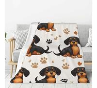 Simpatica coperta con stampa bassotto, coperta morbida e accogliente in pile di flanella, per divano, sedia, viaggi all'aperto, campeggio