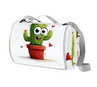 Simpatica coperta da picnic con cactus, tappetino da picnic extra large con maniglia per il trasporto, pieghevole e portatile, 150 cm x 145 cm, coperta da campeggio per campeggio, parco, giardino