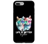 Simpatica coppia di gatti hipster La vita divertente è migliore insieme Custodia per iPhone 7 Plus/8 Plus