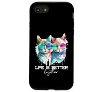 Simpatica coppia di gatti hipster La vita divertente è migliore insieme Custodia per iPhone SE (2020) / 7 / 8