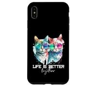 Simpatica coppia di gatti hipster La vita divertente è migliore insieme Custodia per iPhone XS Max