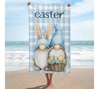 Simpatica coppia di gnomi pasquali su azzurro telo mare in microfibra senza sabbia asciugamani da doccia grandi multiuso assorbente per bagno piscina 130 x 80 cm