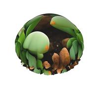 Simpatica cuffia da a e cuffia da bagno con motivo a cactus, doppia protezione ed elastico, cuffia per capelli impermeabile riutilizzabile con fodera in peva