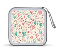 Simpatica custodia per CD con cactus e fiori, organizer per 40 CD e DVD, collezione di libri, per auto, casa, viaggio