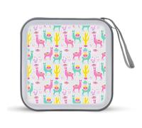 Simpatica custodia per CD con lama dolce e alpaca e cactus, organizer per 40 CD e DVD, per auto, casa, viaggio