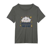 Simpatica Decorazione da Parete «When in Doubt Take a Nap Sleepy Cloud» Maglietta, Donna Plus-Size, Asfalto, 1X