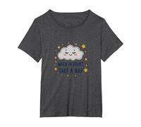 Simpatica Decorazione da Parete «When in Doubt Take a Nap Sleepy Cloud» Maglietta, Donna Plus-Size, Grigio Scuro, 1X