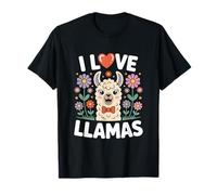 Simpatica decorazione floreale con animali I Love Llamas Maglietta