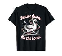 Simpatica e Divertente Anatra di Babbo Natale con Oca sciocca sul Natale Sciolto Maglietta