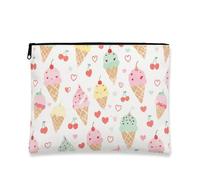 Simpatica e divertente borsa per il trucco con gelato, borsa da viaggio per donne, piccola borsa portatile con cerniera, borsa da toilette estiva per la cura della pelle, 17,8 x 22,9 cm