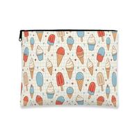 Simpatica e divertente borsa per il trucco del gelato, borsa da viaggio colorata per dessert da donna, piccola borsa portatile in tela con cerniera, borsa da toilette estiva per la cura della pelle