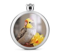 Simpatica fiaschetta per liquori a forma di calopsitta, rotonda, in acciaio inox, a prova di perdite, per compleanno, regalo di Natale, per uomini, donne, damigella d'onore, feste di nozze, 141,7 g