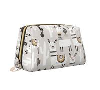 Simpatica giraffa con occhiali da sole colorati Borsa per il trucco con stampa divertente Borsa da toilette versatile portatile Borsa cosmetica di grande capacità per le donne, bianco, Taglia unica,