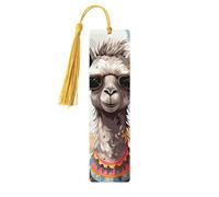 Simpatica giraffa con occhiali da sole colorati Segnalibro in legno divertente per uomini donne insegnanti regalo vintage fatto a mano segni di libri per leggere pagine marcatori da appendere