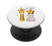 Simpatica giraffa nella mia era di 7 anni, divertente animale per il 7° compleanno PopSockets PopGrip Adesivo