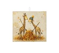 Simpatica giraffa scolapiatti per bancone della cucina, foglie autunnali assorbenti, tappetino scolapiatti in microfibra, comodo tappetino per asciugare il bancone della cucina, protezione da bar