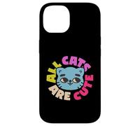 Simpatica grafica con gatto con testo colorato, tutti i gatti sono carini Custodia per iPhone 14