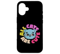 Simpatica grafica con gatto con testo colorato, tutti i gatti sono carini Custodia per iPhone 16