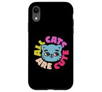 Simpatica grafica con gatto con testo colorato, tutti i gatti sono carini Custodia per iPhone XR