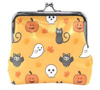 Simpatica icone di Halloween in pelle arancione da donna, con fibbia carina, chiusura a bacio, porta carte per monete, simpatiche icone di Halloween, arancione, classico, Simpatiche icone di Halloween