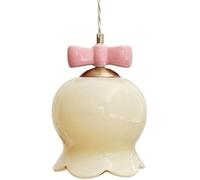 Simpatica lampada a sospensione con fiocco rosa - Lampada da soffitto floreale for la cameretta dei bambini, moderna appendere alla metà del secolo for camera letto delle ragazze(Milk White-gold)