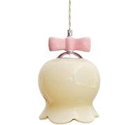 Simpatica lampada a sospensione con fiocco rosa - Lampada da soffitto floreale for la cameretta dei bambini, moderna appendere alla metà del secolo for camera letto delle ragazze(Milk White-chrome)