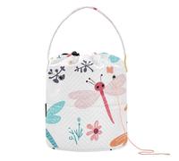 Simpatica libellula colorata bianca filato Storage piccolo uncinetto borsa con fori borse di stoccaggio per strumenti all'uncinetto accessori per lavoro a maglia