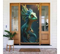 Simpatica lucertola verde stampa n. 398 coperture decorative per porte, decorazioni per interni/esterni, primavera, estate, autunno, inverno, Halloween, Natale, decorazioni per la casa