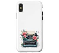 Simpatica macchina da scrivere floreale, per scrittori e autori di libri Custodia per iPhone X/XS