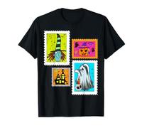Simpatica Maglietta con Stampa di francobolli di Halloween Maglietta