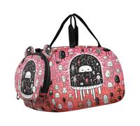 Simpatica Medusa Doodle Rosa Borsa Sportiva da Nuoto e Palestra con Scomparto per Scarpe Borsa da Viaggio per Il Fine Settimana Borsone per Ragazzi