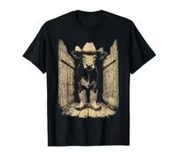 Simpatica Mucca con Cappello da Cowboy Farm Animal Rancher Grafica Occidentale Maglietta