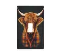 Simpatica mucca delle Highland su interruttore della luce nera decorativa singola levetta 1 banda piastra da parete per cucina casa colonica camera da letto bagno decorazione artistica