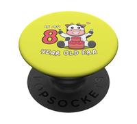 Simpatica mucca nella mia epoca di 8 anni simpatico animale divertente 8° compleanno PopSockets PopGrip Adesivo