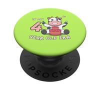 Simpatica mucca nella mia era di 4 anni simpatico animale divertente 4° compleanno PopSockets PopGrip Adesivo