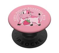 Simpatica mucca rosa Kawaii, Strawberry Milk Girl PopSockets PopGrip Adesivo
