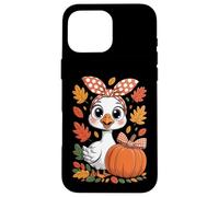 Simpatica oca autunnale, zucca autunnale e foglie con uccellino Custodia per iPhone 16 Pro Max