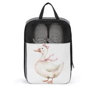 Simpatica Oca bianca che indossa una collana con fiocco rosa borsa per scarpe da viaggio per uso quotidiano anti-polvere porta scarpe da golf
